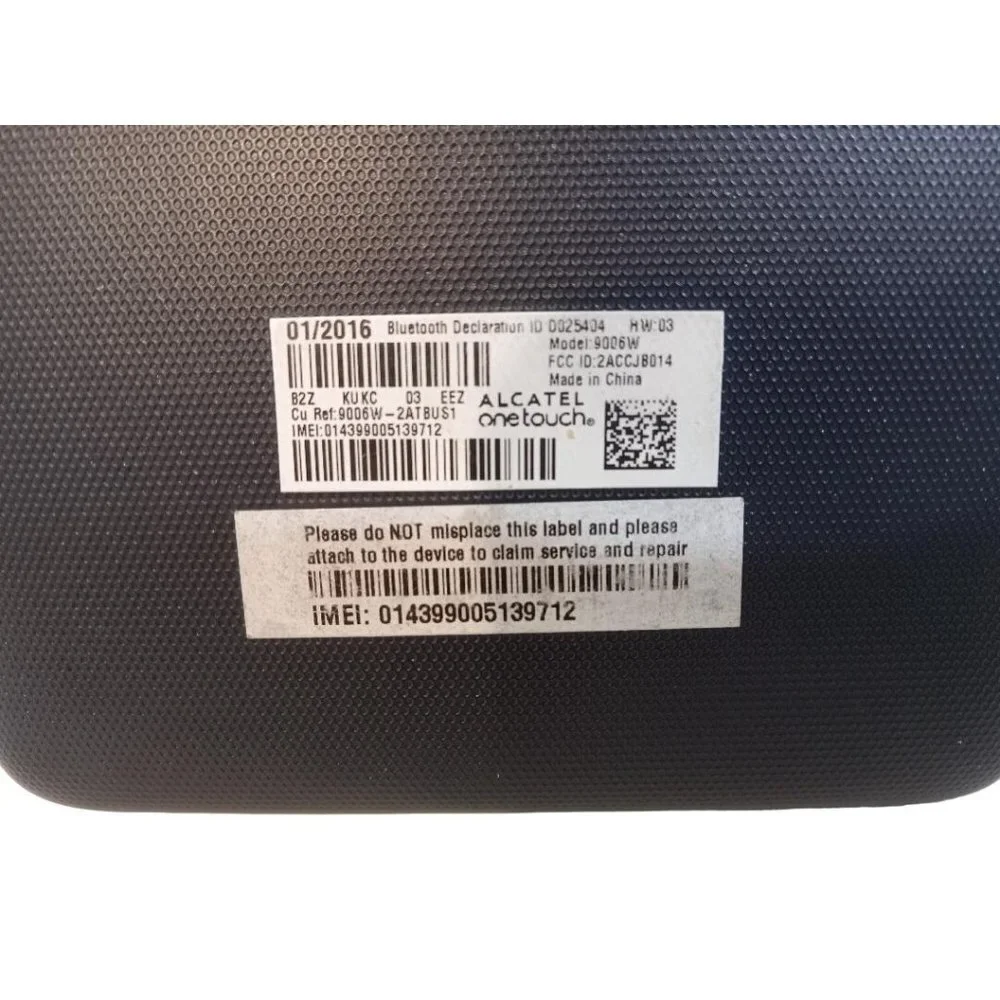 Alcatel Onetouch Tablet Pixi7 Black 7.5 In 9006W Bluetooth Need Password To Open